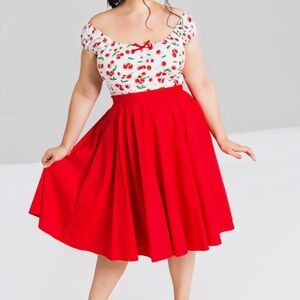 Hell Bunny Red Midi Skirt